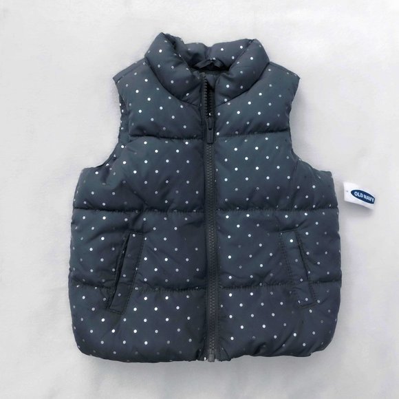 Old Navy 18-24M Cute Polka Dot Puffer Vest  NWT - Picture 1 of 2